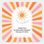 Arch Retro Hier komt het Son Baby shower Vierkante Sticker (Voorkant)