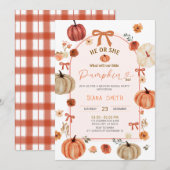 Arch Ribbon Bow Little Pumpkin Geslacht Reveal Kaart (Voorkant / Achterkant)