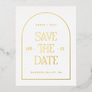 Arch Save the Date Real Gold Folie Uitnodiging Briefkaart