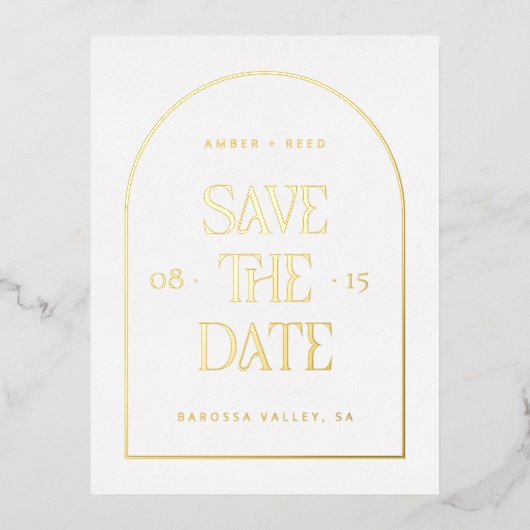 Arch Save the Date Real Gold Folie Uitnodiging Briefkaart (Voorkant)