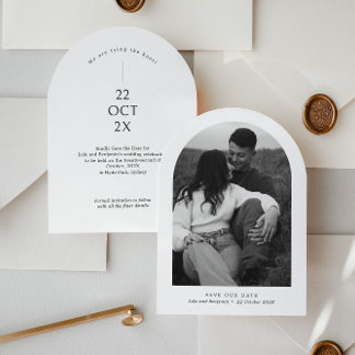 Arch Save the Date-uitnodiging met foto Kaart