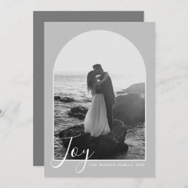 Arch Script Joy Gray Vertical Holiday Kaart