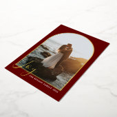 Arch Script Joy Red Verticaal Echt Folie Feestdagenkaart (Gedraaid)