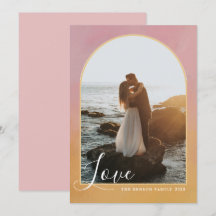 Arch Script Love Painted Pink Gold Vertical