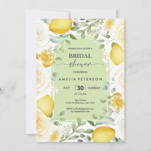 Arch Script Roos & Lemon Themd Vrijgezellenfeest Kaart (Voorkant)