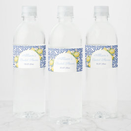 Arch Shape Amalfi Lemons Blue Tegel Vrijgezellenfe Waterfles Etiket