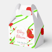 Arch shape cherry blossom red green baby shower na bedankdoosjes (Achterkant)