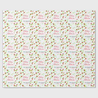 Arch shape cherry blossom red green baby shower na cadeaupapier