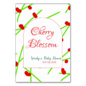 Arch shape cherry blossom red green baby shower na kaart (Achterkant)