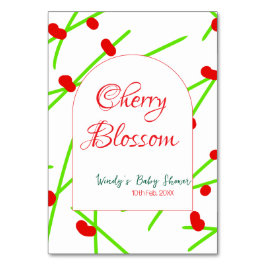 Arch shape cherry blossom red green baby shower na kaart