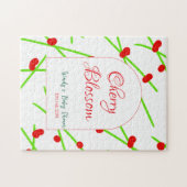 Arch shape cherry blossom red green baby shower na legpuzzel (Horizontaal)