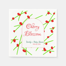 Arch shape cherry blossom red green baby shower na servet