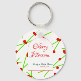 Arch shape cherry blossom red green baby shower na sleutelhanger
