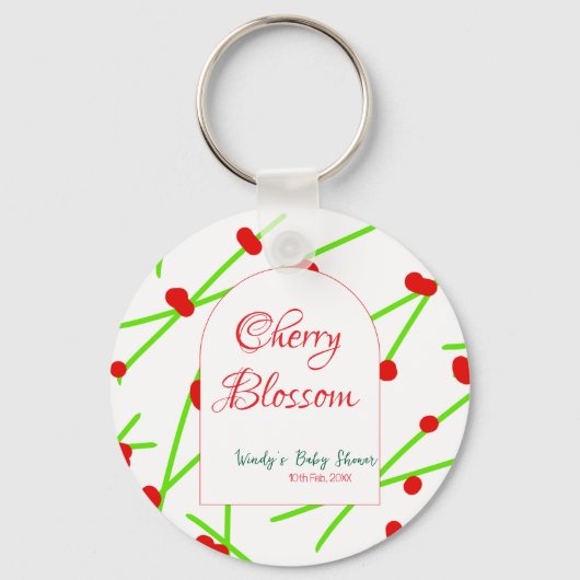 Arch shape cherry blossom red green baby shower na sleutelhanger (Voorkant)