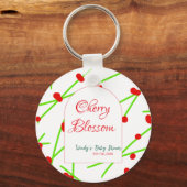 Arch shape cherry blossom red green baby shower na sleutelhanger (Achterkant)
