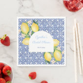 Arch Shape Italiaans Lemons Blue Tegel Vrijgezelle Servet (Insitu)