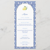 Arch Shape Lemons Blue Tegel Vrijgezellenfeest Par Menu (Voorkant)