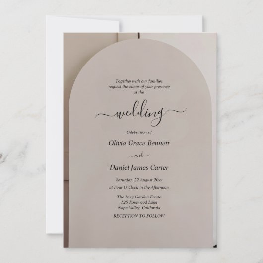 Arch Shaped Neutral Luxe Wedding Kaart (Voorkant)