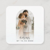 Arch Shaped Photo QR Code Online Weddenschap RSVP  Informatiekaartje (Achterkant)