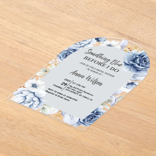 Arch Something Blue Before I Do Bridal Shower Chic Acryl Uitnodigingen (Laagn)