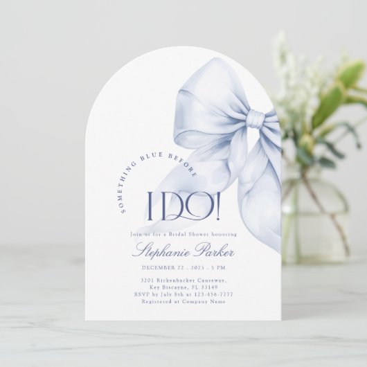 Arch Something Blue Bow Vrijgezellenfeest Kaart (Staand voorkant)