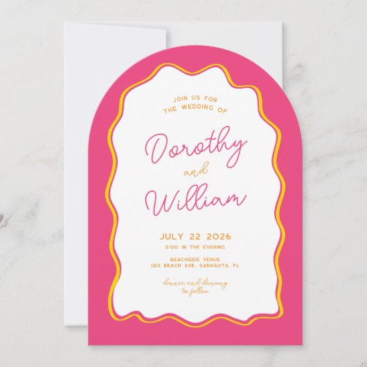 Arch Squiggly Heldere en kleurrijke bruiloft Kaart (Voorkant)