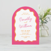 Arch Squiggly Heldere en kleurrijke bruiloft Kaart (Staand voorkant)