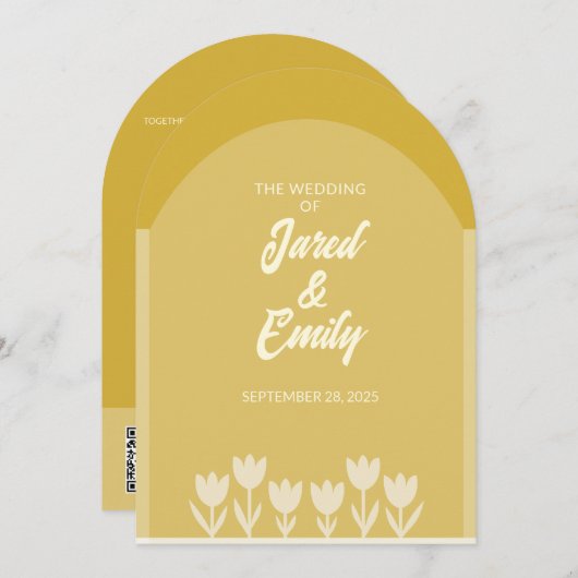 Arch Style QR Code Huwelijksuitnodiging Kaart (Voorkant / Achterkant)