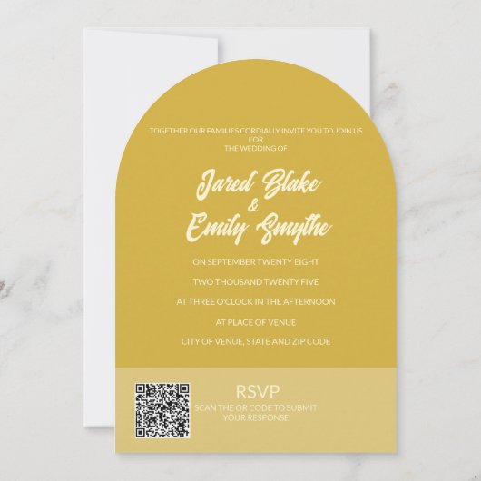 Arch Style QR Code Huwelijksuitnodiging Kaart (Achterkant)