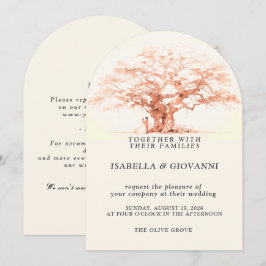 Arch Sunset Olive Tree Destination Wedding Kaart
