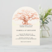 Arch Sunset Olive Tree Destination Wedding Kaart (Staand voorkant)