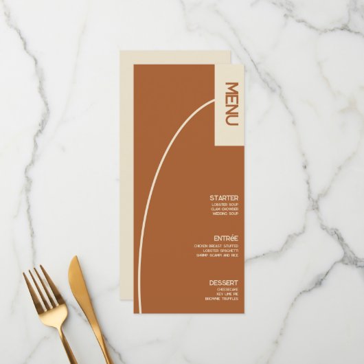 Arch Tan Terracotta Trouwmenu Menu (Voorkant / Achterkant in situ)