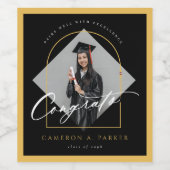 Arch Tassels Minimalistische Foto Graduation Party Wijn Etiket (Enkel label)