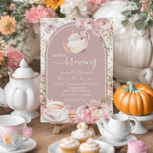 Arch Tea Party Pumpkin Baby brouwt Baby shower Kaart