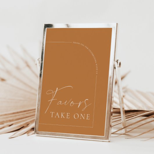 Arch Terracotta Calligraphy Favors Wedding Sign Kaart