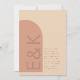 Arch Terracotta Pampas Boho Desert Coral Wedding Kaart