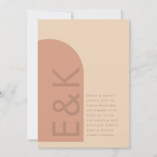 Arch Terracotta Pampas Boho Desert Coral Wedding Kaart