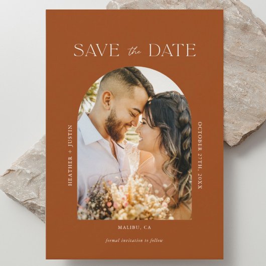 Arch Terracotta Rust Boho Photo Save the Date