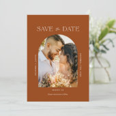 Arch Terracotta Rust Boho Photo Save the Date (Staand voorkant)