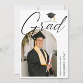 Arch Trendy Modern Script Photo Graduation Party Kaart (Voorkant)