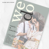 Arch Typography Photo Overlay Sage Green Wedding Kaart