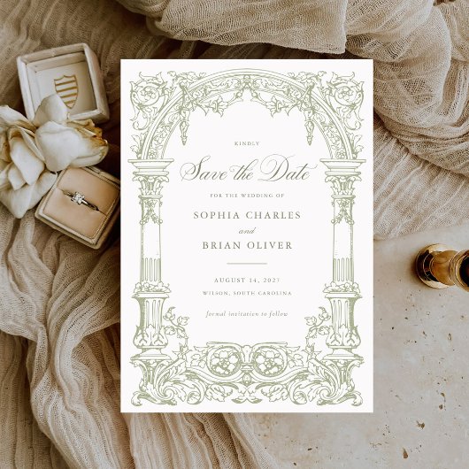 Arch Vines Ornament Lijst Save the Date Kaart
