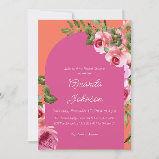 Arch Virbant Roze en Sinaasappel Bloemen Vrijgezel Kaart (Voorkant)