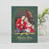 Arch Wat een jaar Gold Bow Multi Foto Kerstmis Kaart (Staand voorkant)