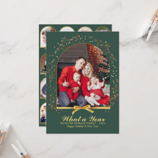 Arch Wat een jaar Gold Bow Multi Foto Kerstmis Kaart