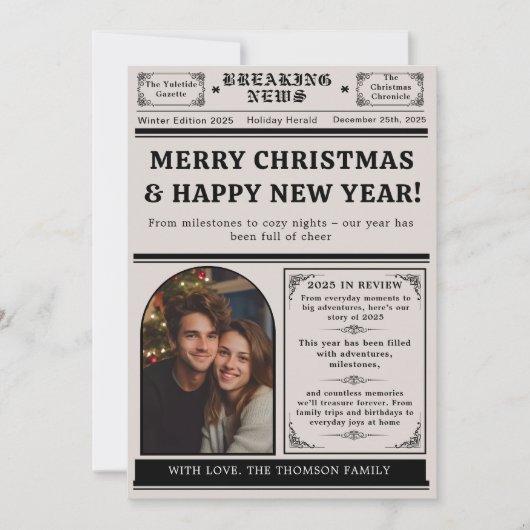 Arch Wat een jaar in de Review krant Kerst Feestdagenkaart (Voorkant)