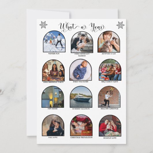 Arch Wat een jaar in Review Foto's Vrolijk Kerstfe Kaart (Achterkant)