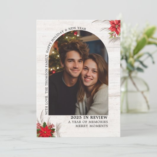 Arch Wat een jaar in Review Multi Foto's Kerst Kaart (Staand voorkant)