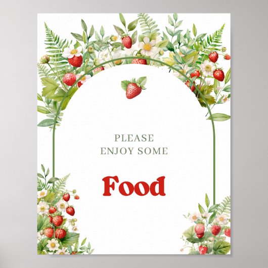 Arch Waterverf Berry Sweet Wild Strawberry eten Poster (Voorkant)