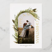 Arch Waterverf met prettige kerstfoto Folie Feestdagenkaart (Voorkant)